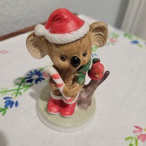 Vintage UCGC made in Taiwan Christmas Koala w/Cardinal Bird & Candy Cane Holiday